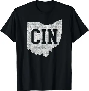 Retro CIN Cincinnati Ohio Travel Souvenir Vintage Style T-Shirt Graphic tees