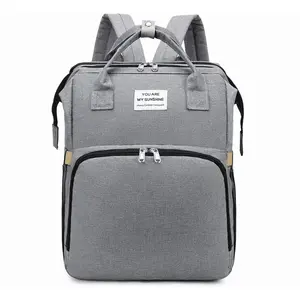 Diaper Bag Backpack, Large Capacity Travel Backpack with 3 Insulated Bottle Pockets and Stroller Straps, Shower Gift for Women, Gray