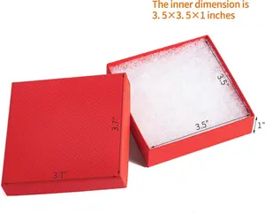 40 Pack Red Cardboard Jewelry Boxes with Lids and Cotton, 3.5x3.5x1 Inch, Perfect for Earrings, Bracelets, Necklaces, Rings, Gifts