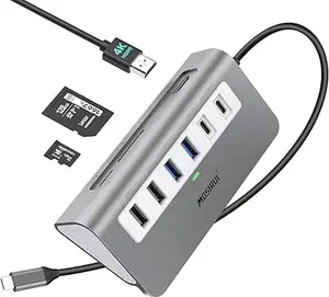 【intpw】USB C Hub Multiport Adapter,Mosirui 9-in-1 USB-C Docking Station with 4K HDMI,5Gbps Type C 3.0,USB-A3.0/2.0,100W PD, SD/TF for MacBook/Pro iPad/Dell/HP/Desktop/Laptops(50CM)