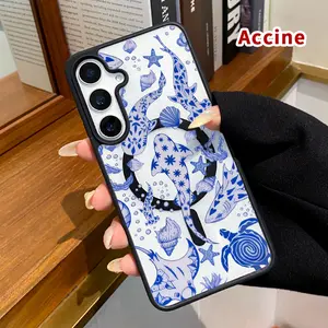 Magnetic Phone Case Compatible with Samsung Galaxy S23 Ultra S24 Plus S25 Edge S22+ FE Oceanic Whimsy Sketch Hard Acrylic Back Soft TPU Edge Four Corners Bumper Shockproof Cover Shell Gift