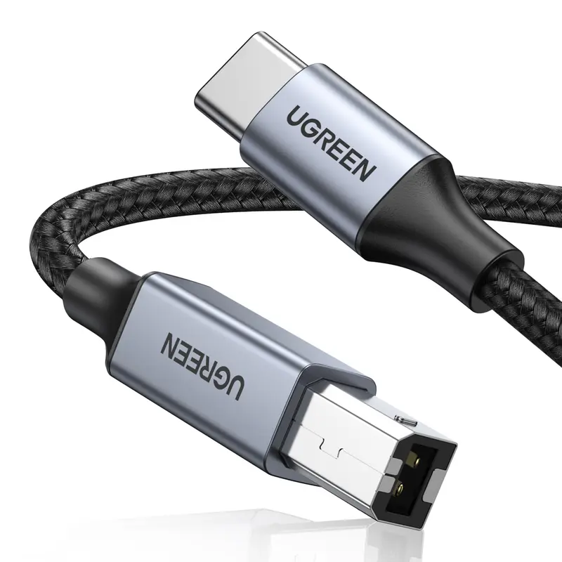 UGREEN Nylon USB B to Type-C Cable (6.6 FT) - Type C Wired, Durable Cord, Compatible with MacBook Pro/Air, Yamaha Piano Keyboard, DAC, iPad, Compatible With Dac