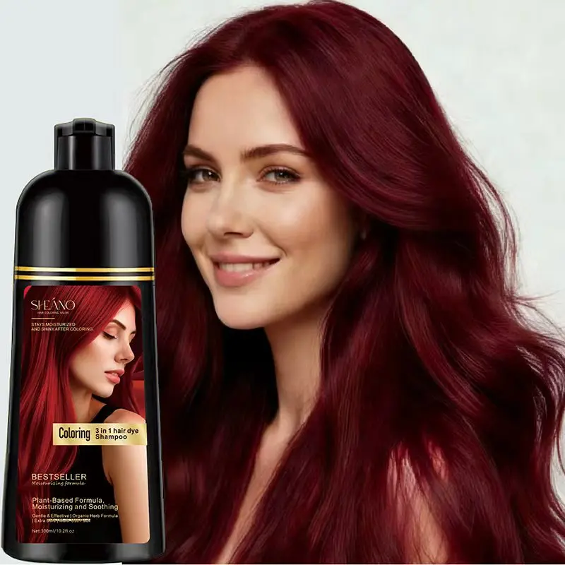 SHEANO Hair Dye Shampoo Instantly covers gray hair Burgundy, Golden Brown, Chestnut Brown, Gray,  Natural Black The perfect gift for men and women Gentle hair care dye shampoo