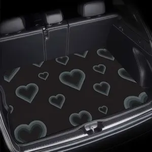 A set of car trunk liner, made of heart-shaped pattern (dark gray and light gray), with scattered heart designs, suitable for interior storage and organization, providing a fashionable and practical option for car owners, Car Organizers