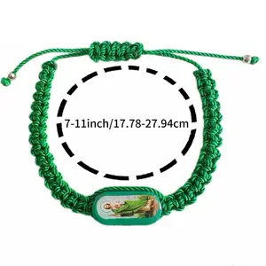 Handmade Green Saint Jude Thaddeus Bracelet for Men and Women Adjustable 7-11 Inch/17.78-27.94cm