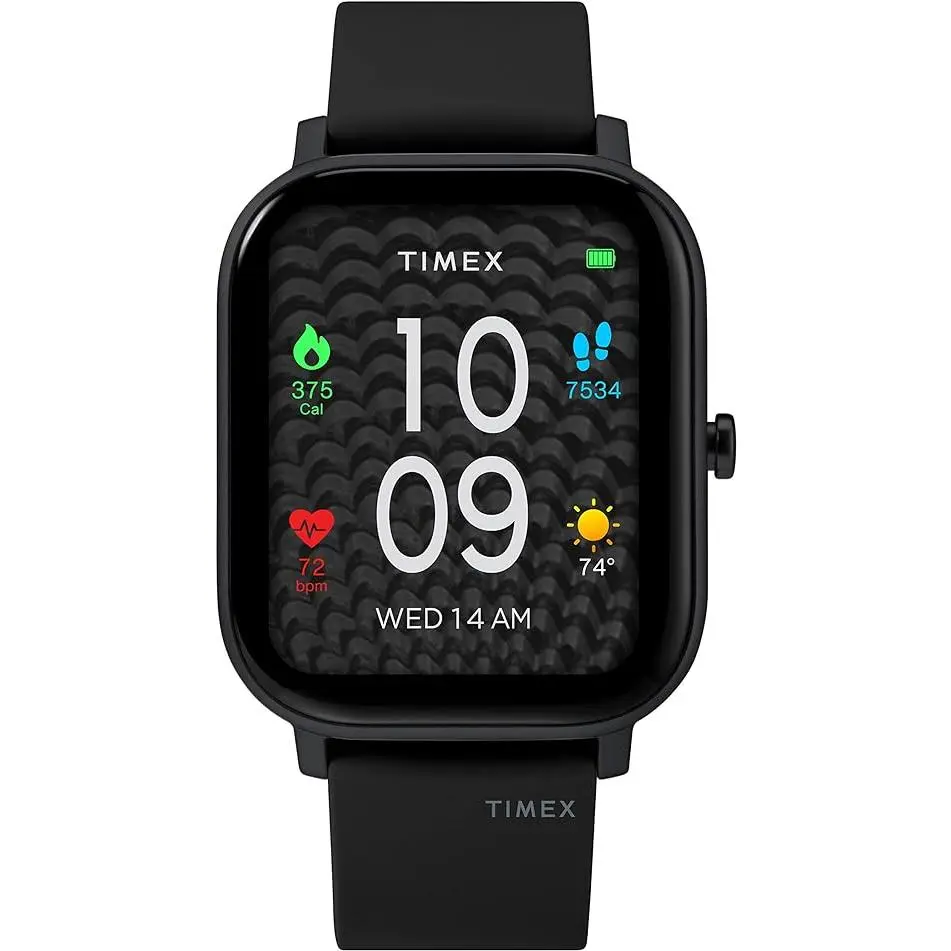 Timex Metropolitan S Unisex Smartwatch with GPS and Heart Rate, 36mm Black Wearable with AMOLED Display and Silicone Strap