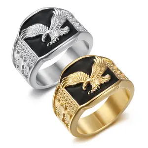 Fashionable and Domineering Animal Series Flying Eagle Pattern Stainless Steel Men's Ring Is Suitable for Daily Gatherings, Holiday Parties, Birthday Gifts, Accessories and Accessories
