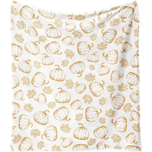 Fall Thanksgiving Blankets,Orange Pumpkin Maple Leaves Farmhouse Blanket Throw,Thanksgiving Fall Flannel Fleece Throw Blanket for Home Living Room Couch Bed Chair or Dorm Decor 60"x50"