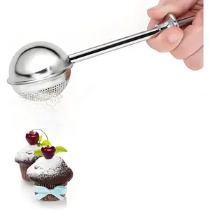 Powdered Sugar Shaker Duster Flour Sifter, Stainless Steel Fine Mesh Sifter and Operated Handle Flour Duster for Baking Sugar  Spices Strainers