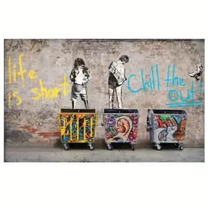 A Mural "Life is Short, Relax for a Moment" - High-Quality Waterproof Fabric, Framed Graffiti Print Home Decor Poster, Canvas Mural, Graffiti Print, Perfect for Room Decoration