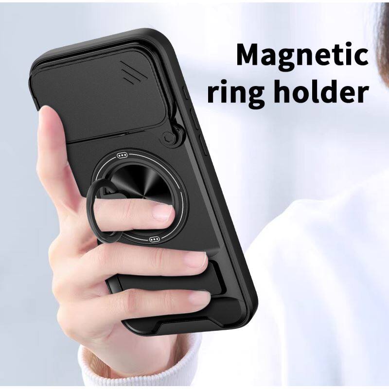 Sliding Camera Cover Phone Case with Ring Holder Kickstand, Magnetic Car Mount Compatible, Heavy Duty Shockproof Protective Cover for cases iphone 17 pro max 16 15 14 13 Pro Max Plus Air 16E & Samsung phone cases Four-in-One Military Grade Lens Protector