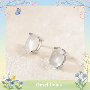 Natural Moonstone Stud Earrings – Healing Spiritual Jewelry with Ethereal Glow, Perfect Gift for Her, Ideal for Everyday Wear