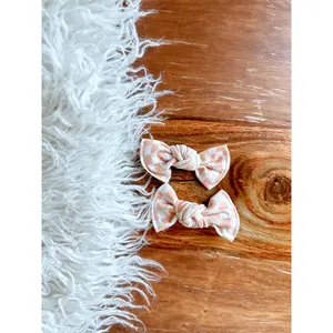 Pigtail Clip Set - Peach Checker
