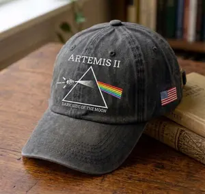 Artemis II Moon Mission Embroidered Hat, NASA Orion Space Launch Dad Cap, Dark Side of The Moon Quote Hat, Astronomy Lover Gift