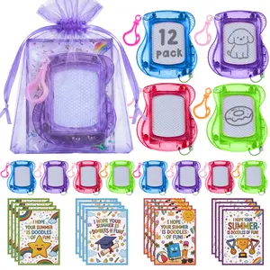 12/24 Pcs End of Year Class Gift Mini Magnetic Drawing Boards, Keychain Clip Drawing Board for boys girls, Birthday Party Favors Goodie Bag Stuffers Classroom Prize