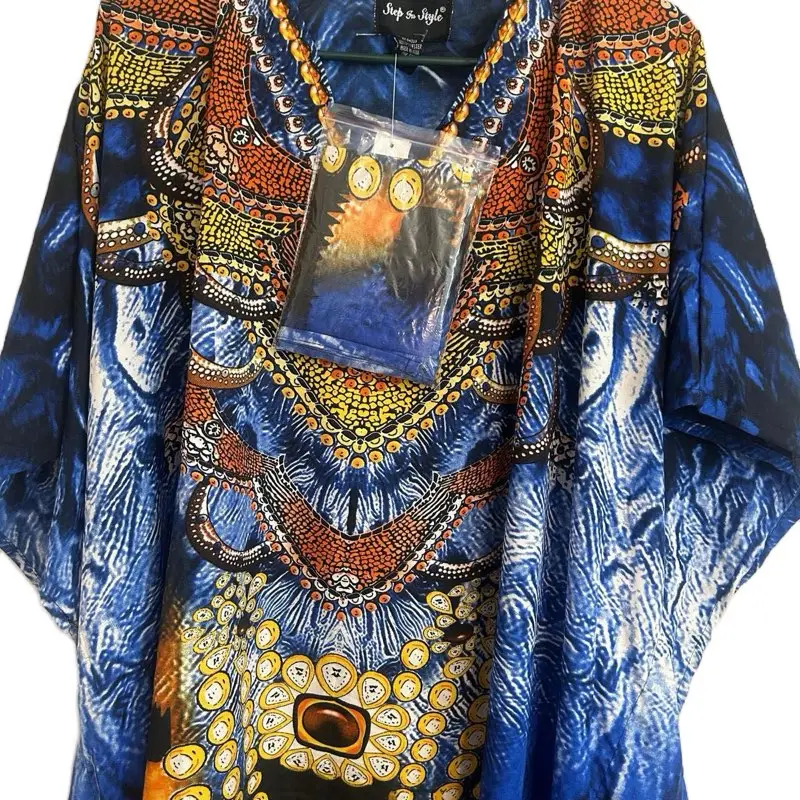 Plus Size Kaftan Dress for Ladies - Casual Women's Wear with V-Neckline and Unique Design for Home, Beach Vacation & Summer Wear