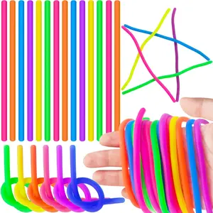 100 Pcs Sturdy Reusable Stretchy Fidget Sensory Noodle Strings, 0.2x7.1in Colorful Multi-Item Party Favors, Birthday Gifts & Classroom Prizes for Toys & Hobbies DIY Knitting Crochet