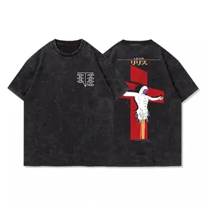 valentine shirts Japanese animation eva Lilith T-shirt washed old retro vintage niche pure cotton loose short sleeves fashion