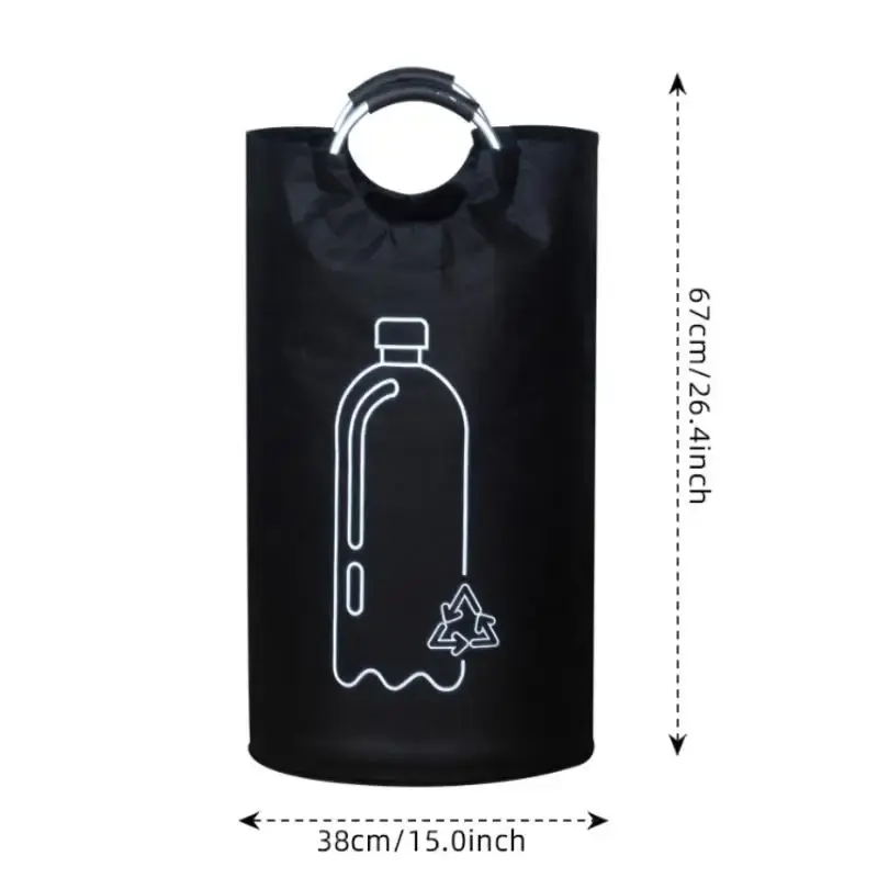 Large Capacity Empty Bottle Storage Basket with Aluminum Handle 82L Wastewater Bottle Collector Bag Folding Recycling Bin NONE
