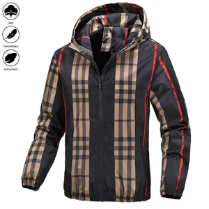 Men's Vintage Plaid Core Design Elements Lightweight Jacket with Hood Combining Fashion and Practicality for Autumn