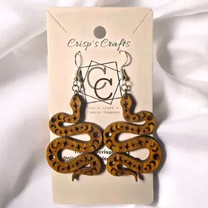 30) Dark Stained Wooden Snake Earrings!