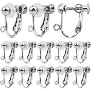 24pcs Silver Plated Clip-on Earring Converters Brass Screw Back Earwire Non Pierced Earring Components with Loop and 24pcs Anti-Pain Pads for DIY Earrings Jewelry Making