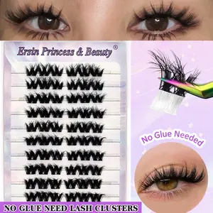 Self Adhesive False Eyelashes Clusters, Wispy Eyelash Clusters, Eyelash Extensions, Crossed, Faux Mink, Fluffy & Dense, Mixed Lengths (11-13mm), Travel-Friendly, Versatile Use, Lightweight Lash Extensions