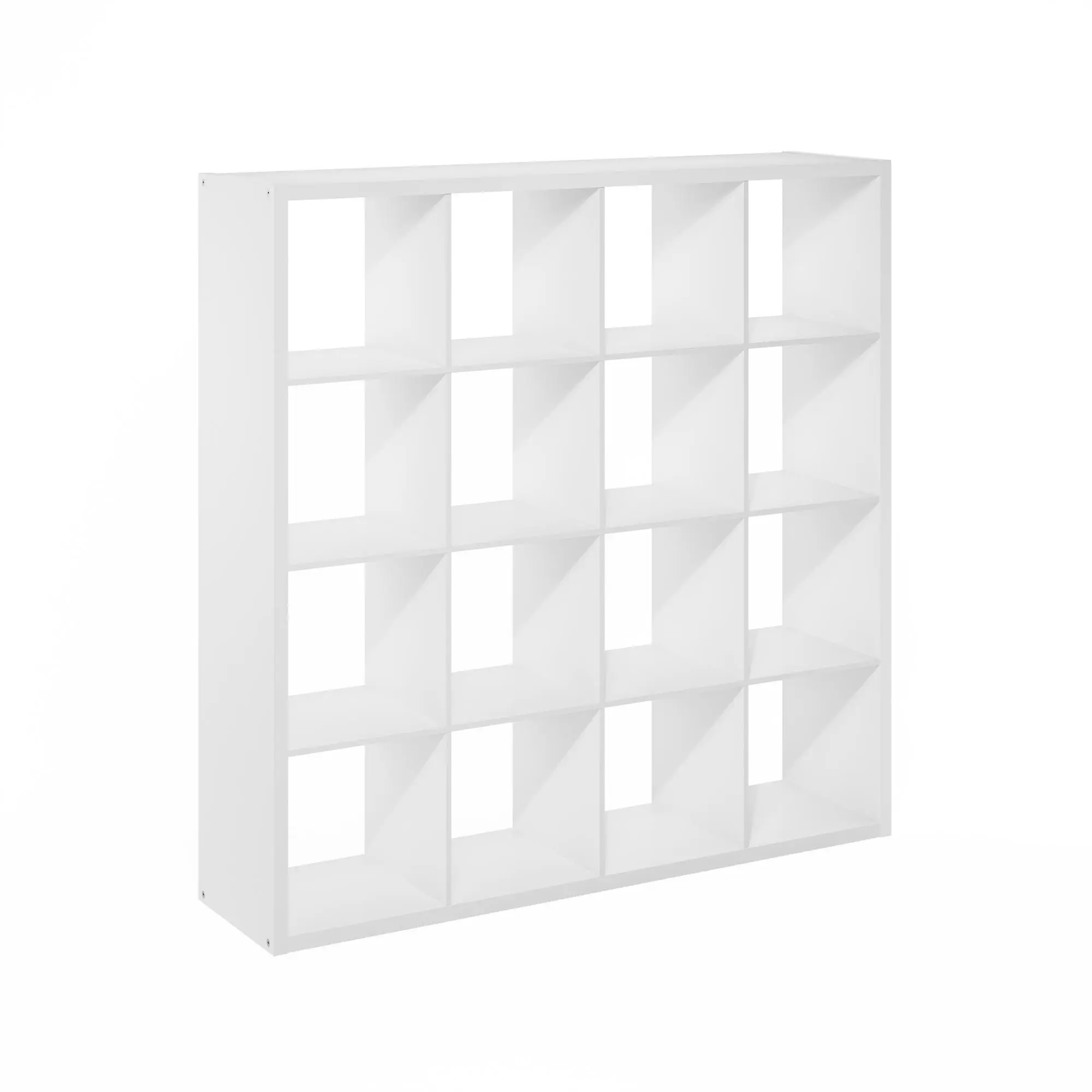 16-Cube Geometric Modern Composite Wood Bookshelf - Thick-Frame Reversible Freestanding Rack, Open Back, 14.6x57.8x58in, Contemporary Space Saving Indoor Furniture for Living Room, Home Office
