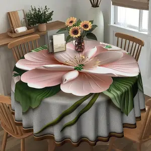 2D flat, embossed pink green, floral round table cloth, family kitchen living room dining table cloth, party table cloth, kitchen accessories, room & outdoor table cloth