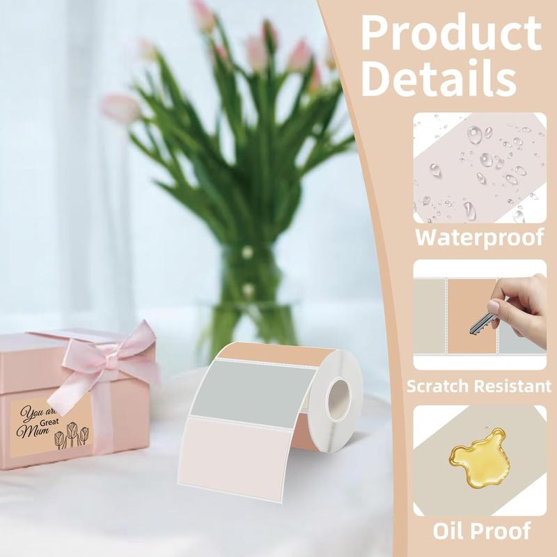 Starboling 3" x 2" Thermal Labels,Self-Adhesive Rectangle Thermal Printer Sticker,for Price,Barcode,Mailing,Name（Beige Gradient）