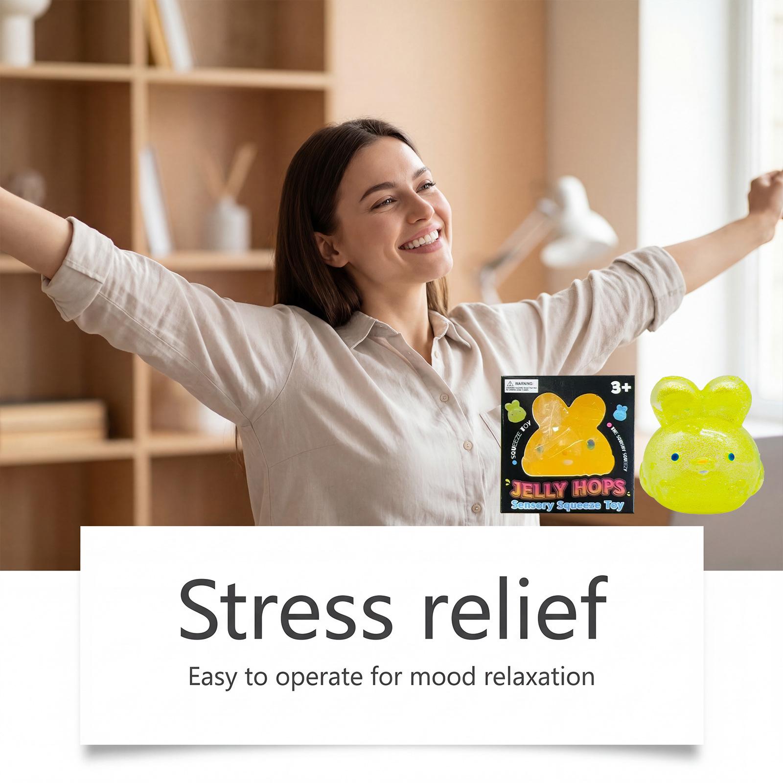 Bunny squishy toys, glitter sensory squeeze stress relief toys for kids and adults, soft Easter basket fillers, cute rabbit fidget toys for boys and girls, toddler party favors, stocking stuffers, goodie bag fillers, classroom prizes