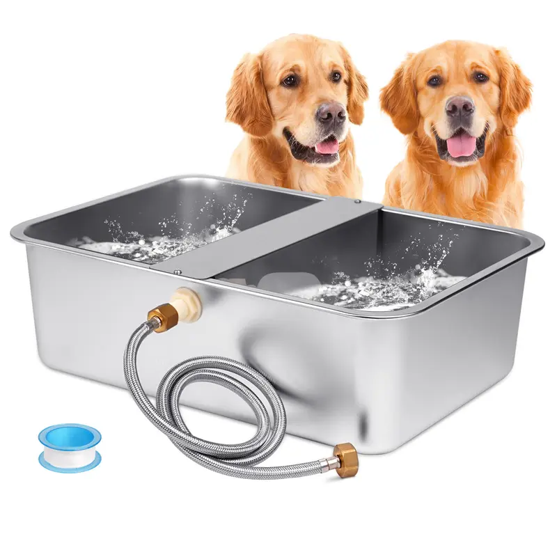 Automatic Animal Drinking Water Bowl, Stainless Steel Waterer with Water Pipe, Dispenser Kit Livestock Water Trough