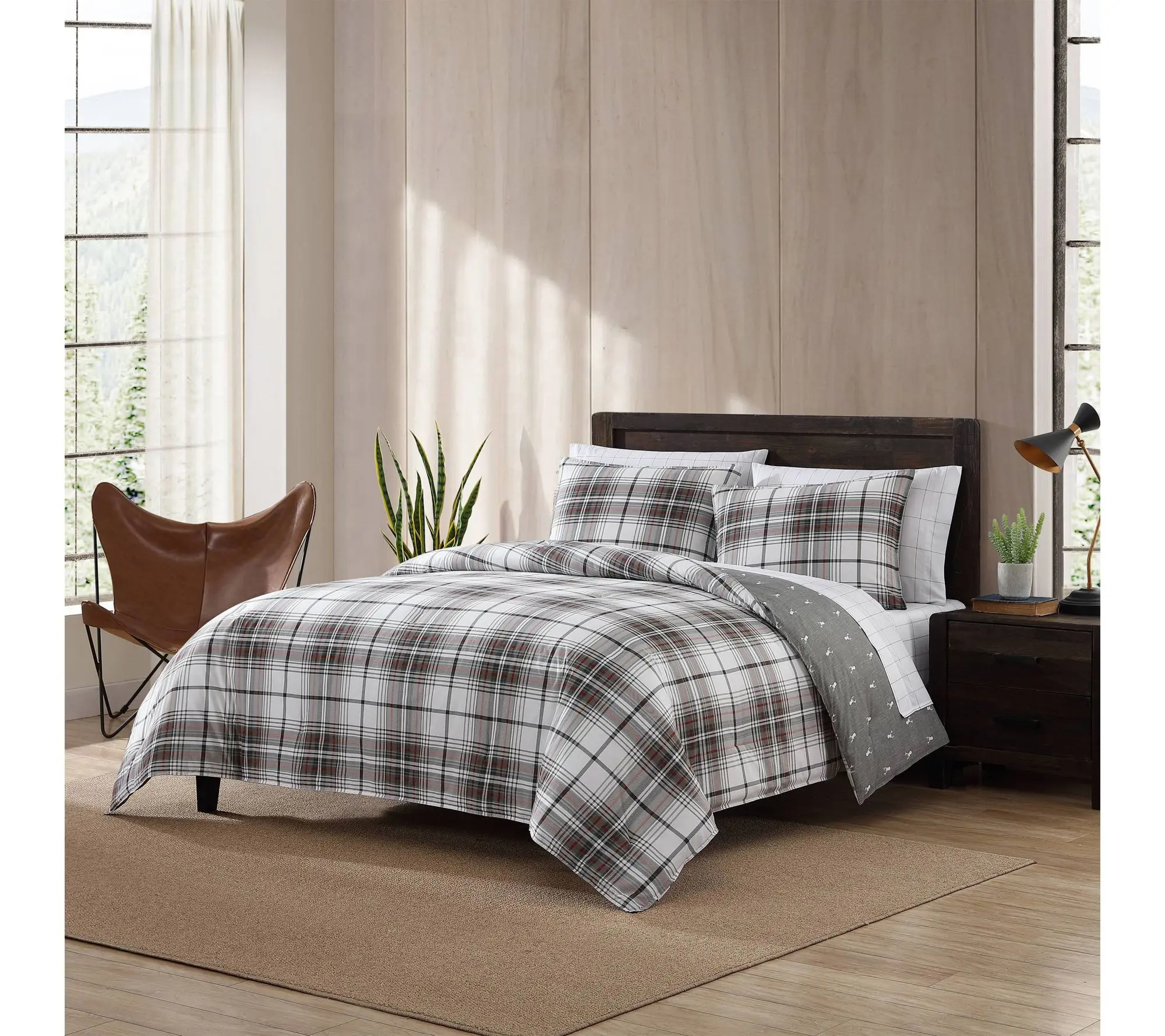 Eddie Bauer Alder Plaid Grey Cotton King Comforter Set