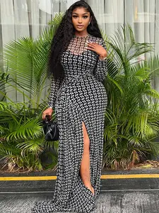 New Spring and Summer Women's Fashion See-Through Dresses, Sexy Printed Semi-Slit Design Maxi Skirts, High-Elastic Fabric for a Body-Hugging Soft and Comfortable Fit, Belted Casual Wrap Skirts Perfect for Office Wear and Parties