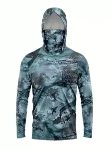 Men's outdoor quick drying breathable dust mask, UV resistant fishing and hiking suit casual pullover top gym shirt dry hoodies pro gaiter
