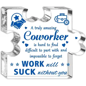 Stocking Stuffers for Coworkers Ladies Women Men Adults Unique Farewell Leaving Job Gift Colleague Appreciation Inspirational Acrylic Paperweight Gift for Retirement Work Bestie - Acrylic Puzzle Plaque