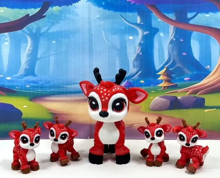5pcs 3d Printed Christmas Reindeers, Articulated Tiny Animal Baby Reindeers, Fidget Reindeers Toy