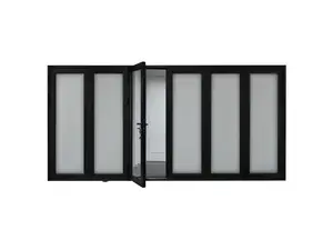 6 Panel,3R3L,  Folding Patio Door, Outswing, Folded Out, Aluminum