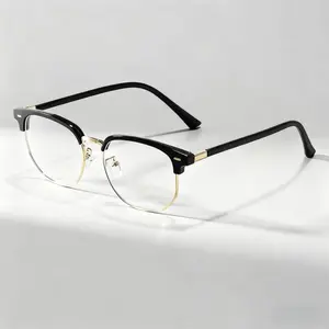 Simple Metal Square Anti-Blue Light Glasses Minimalist Stylish for Office Daily Wear