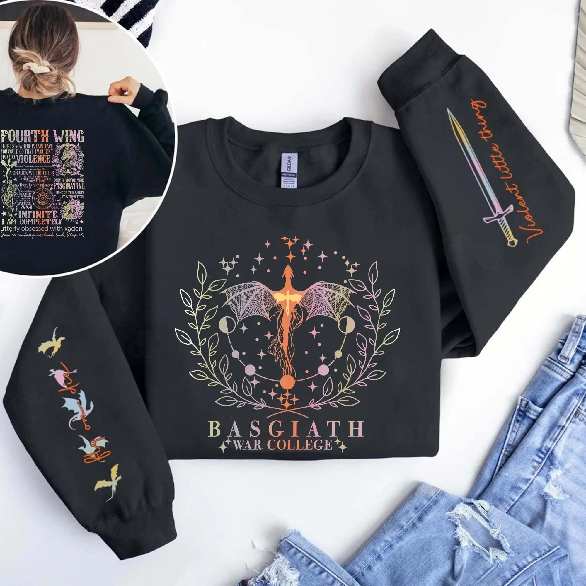 Fourth Wing Sweatshirt, Basgiath War College Sweater, Dragon Rider Hoodie, Violet Sorrengail, Xaden Riorson, Riders Quadrant Tee Top