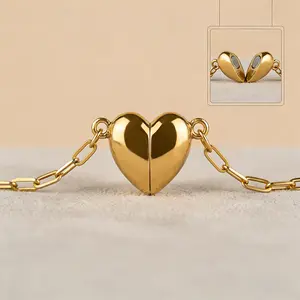 New Heart Magnet Pendant Stainless Steel Loop Chain Simple Fashion Necklace Women's Jewelry
