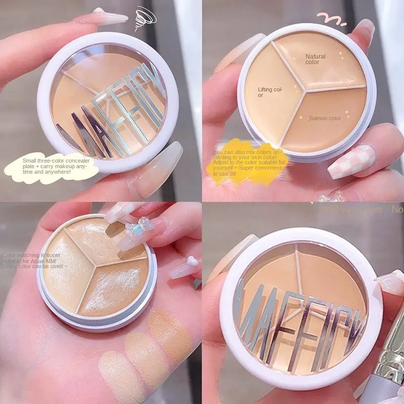 Three-Color Concealer Palette, Under Eye Concealer, Covers Eye Area and Facial Dark Circles with Buildable Matte Coverage, Perfect for Flawless Wedding Proof Makeup, Essential Beauty Tool