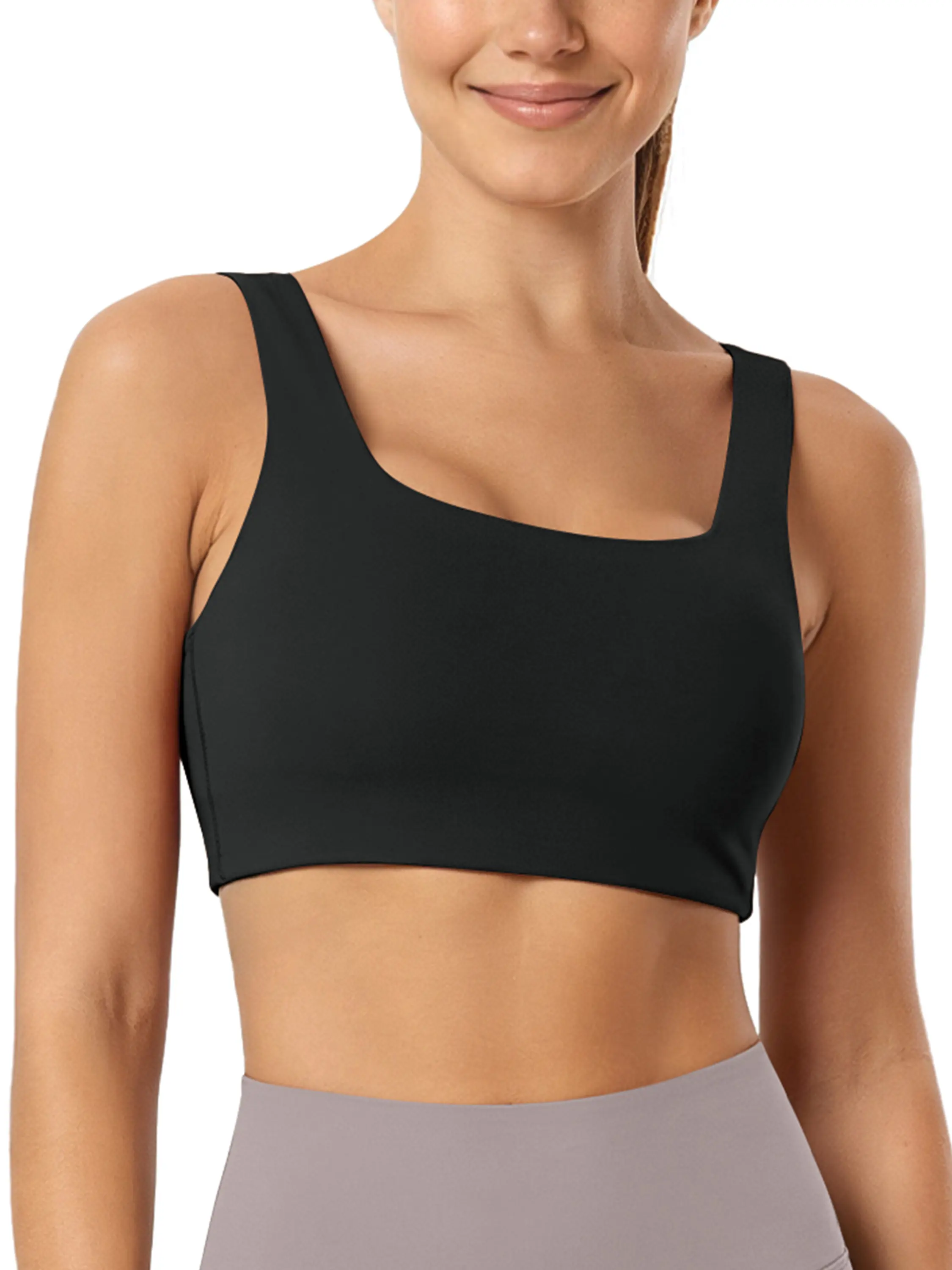 ODODOS Square Neck Sports Bra for Women Wirefree Non Padded Yoga Tank Workout Crop Tops