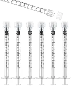 1mL Luer Lock Syringes Without Needle - Syringe with Cap, Sterile Individually Sealed, Professional, Industrial & Personal Home Care, 50 Pack