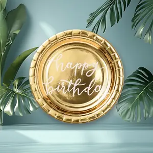 20ct Gold Metallic Birthday Snack Plates - for Parties, Spritz, 20 Count