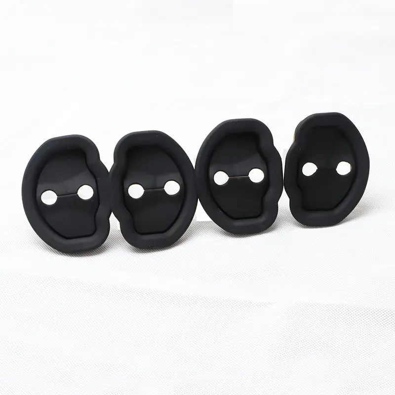 Silicone Door Latch Cover Protector for Tesla Model 3/Y/YL, Anti-Rattle Door Lock Buckle Sticker Trim, Interior Noise Dampener Wrap Cover, 4-Pack (Black)