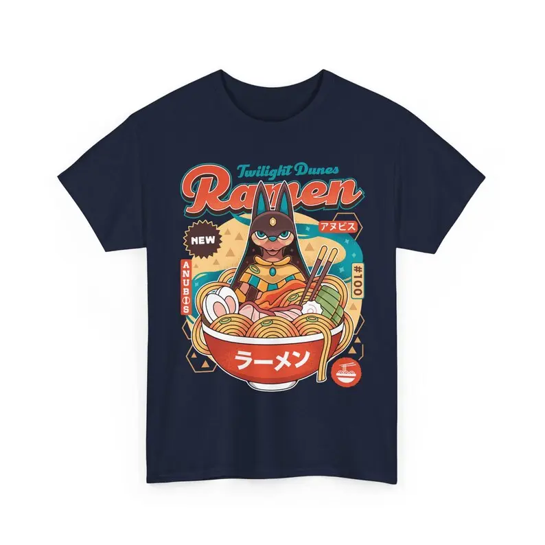 Palworld Anubis Ramen Graphic T-Shirt Twilight Dunes Retro Japanese Anime Tee Funny Gamer Merch Noodle Shirt