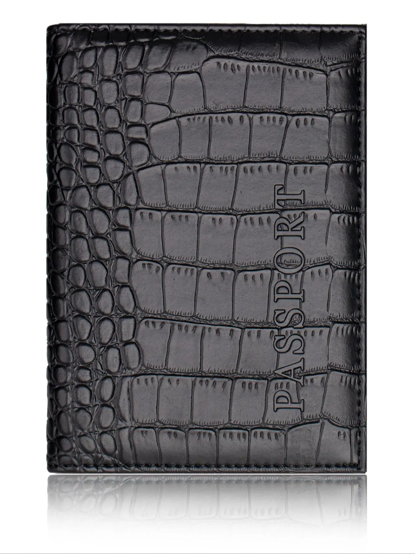 【Clearance】 Crocodile Embossed Pu Leather Travel Passport Holder, Minimalist Plain Passport Cover for Women & Men, Slim Travel Wallet Accessories