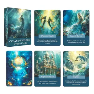 Wisdom Ocean Oracle Cards, Underwater World Oracle Cards with Mystical Creatures, Submarine and Navigation Theme, Beginner Friendly, Card Games