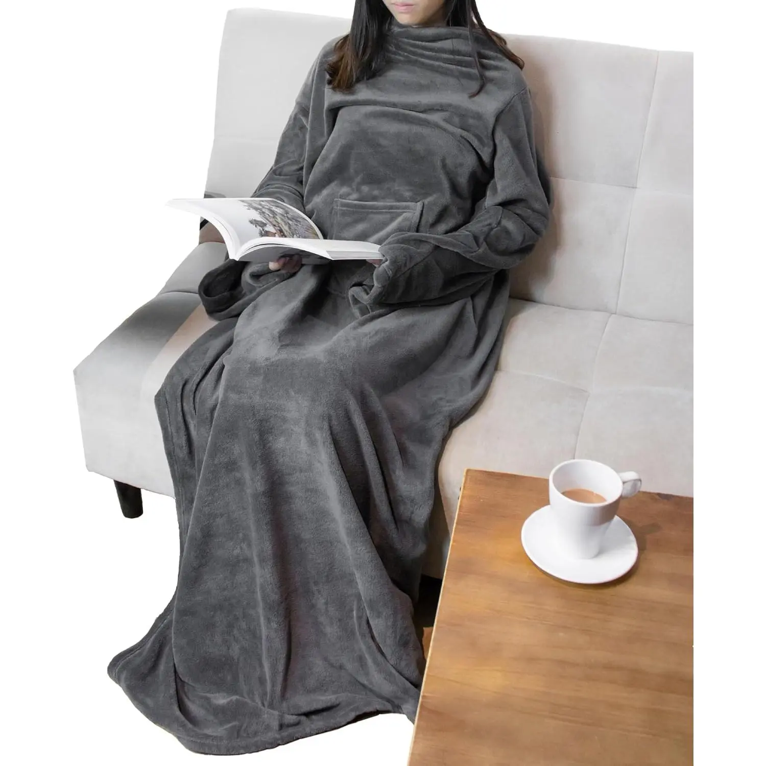 Wearable Blanket with Sleeves for Adult Women Men, Cozy Fleece Warm Wrap Throw with Arms, Gifts for Christmas, Wife